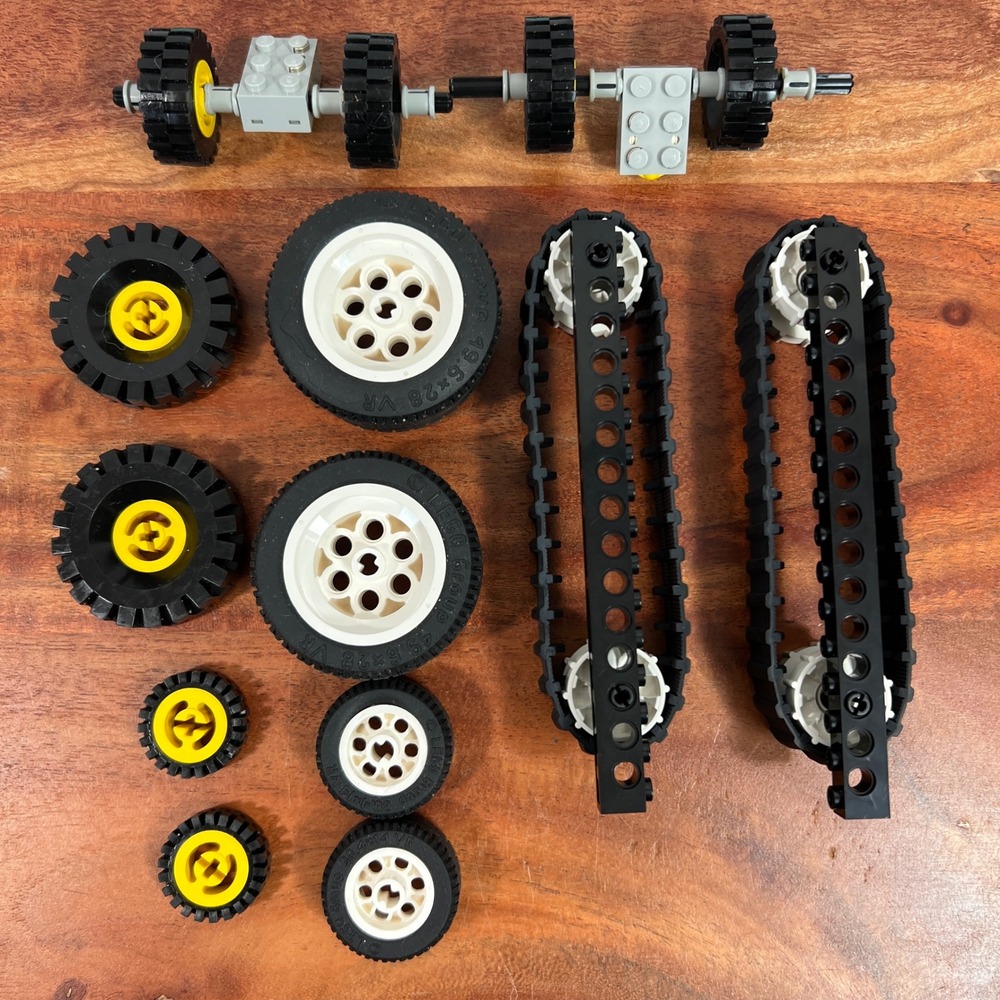 LEGO Technic Wheels Tires and Treads Mixed Lot Black White Yellow Axles H